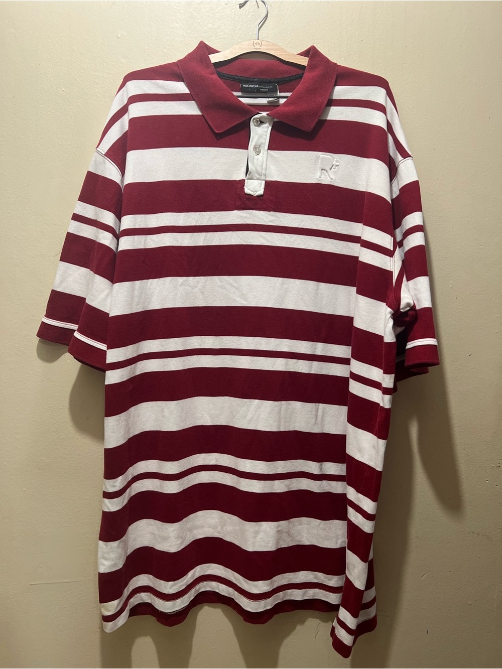 Vintage Rocawear Red & White Striped Polo Shirt Y2K Hip Hop Streetwear